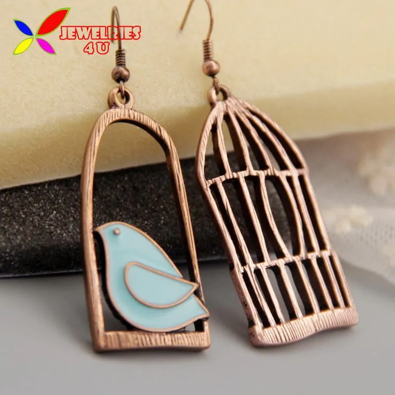 2015 Vintage Earrings Fashion Designer Oil Bird Alloy Bird-Cage Lovely Drop Earring For Women Brincos de gota feminino