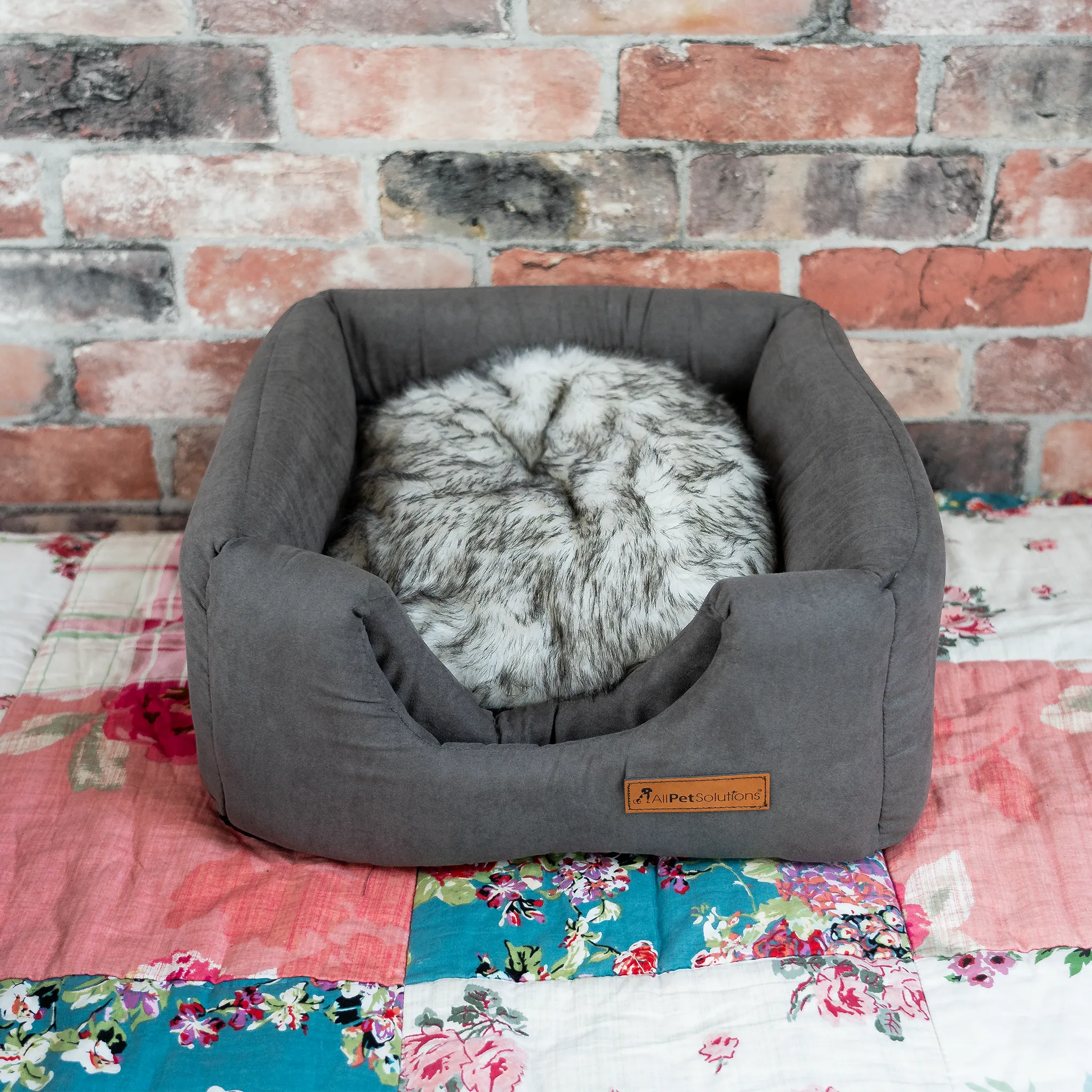 3-in-1 Dog / Cat Cube Bed - Grey