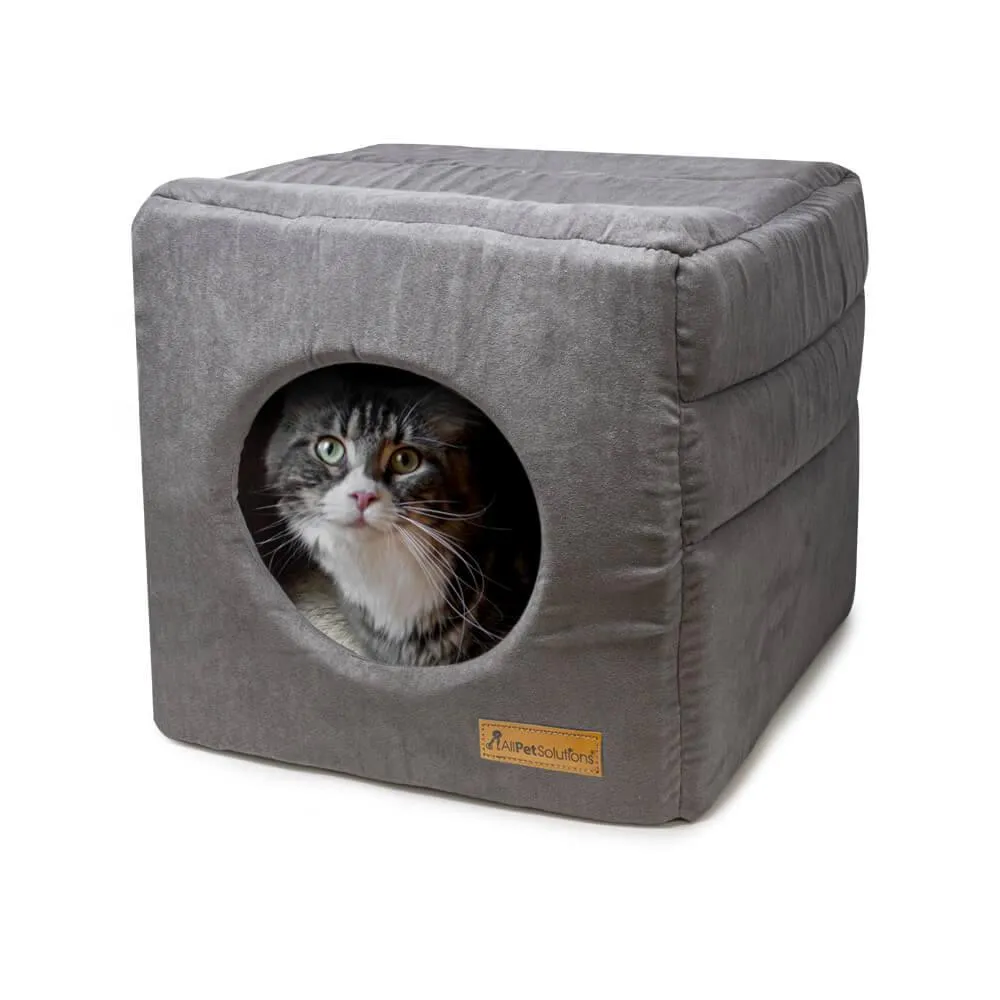 3-in-1 Dog / Cat Cube Bed - Grey