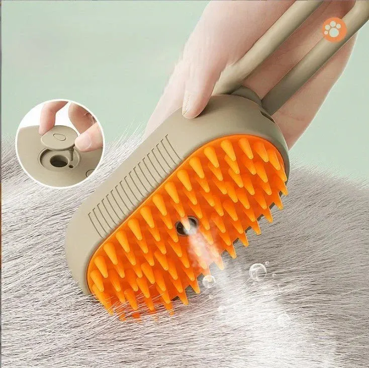 3 in 1 Pet Spray Massage Brush – Hair Removal & Steam Bath Comb