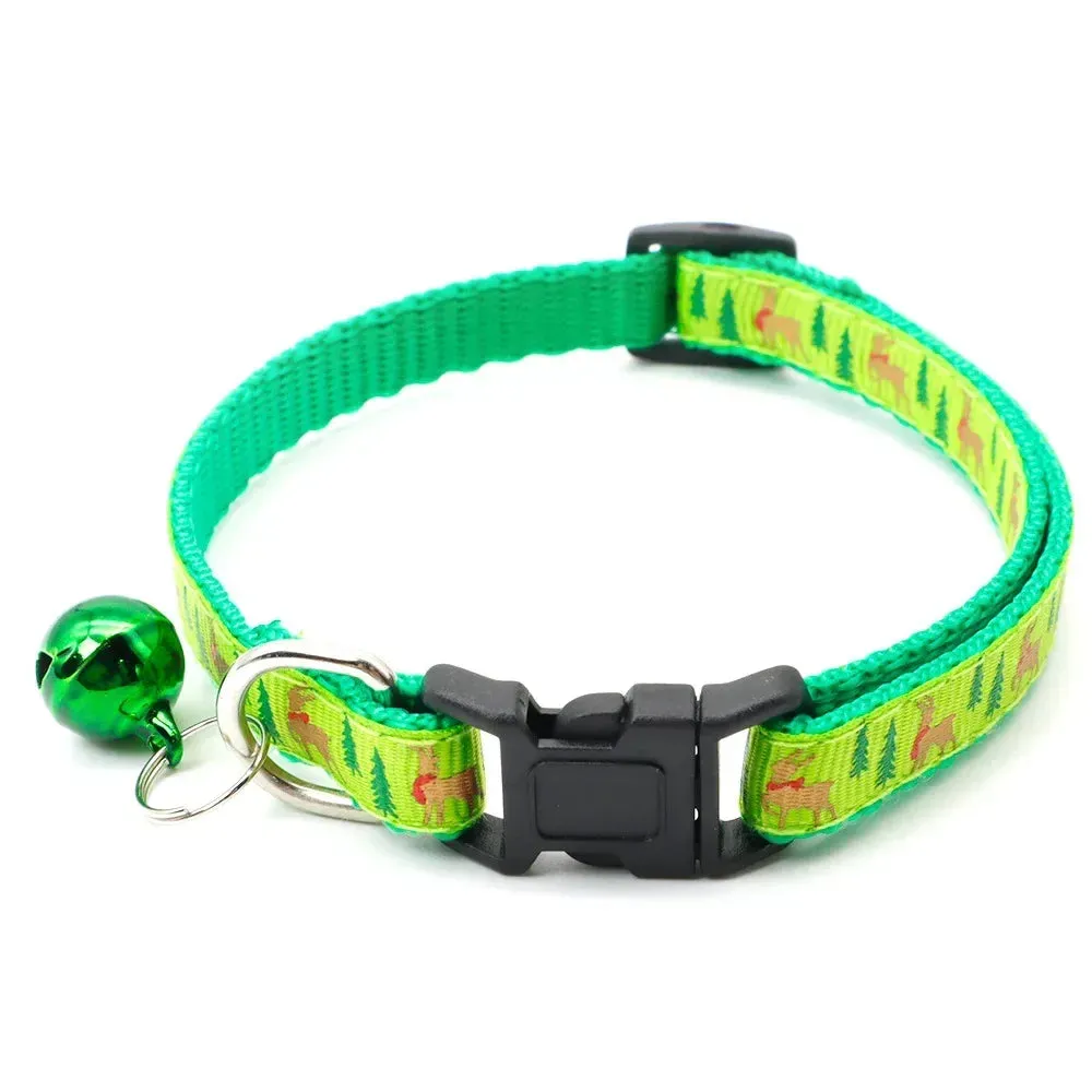 Adjustable Pet Collar with Bell for Cats and Dogs - Festive Design