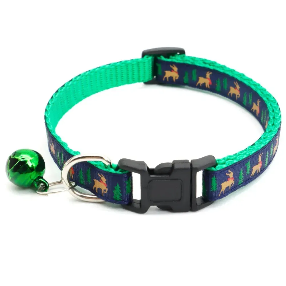 Adjustable Pet Collar with Bell for Cats and Dogs - Festive Design