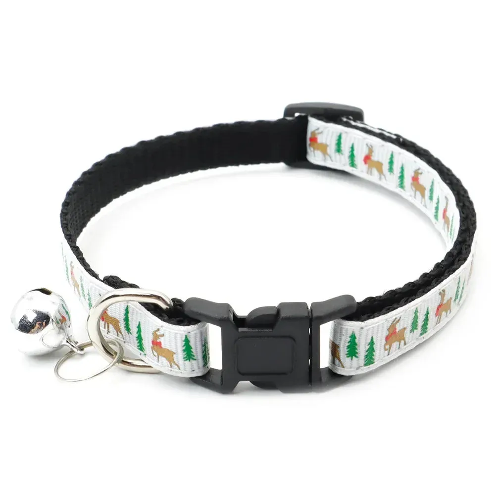 Adjustable Pet Collar with Bell for Cats and Dogs - Festive Design