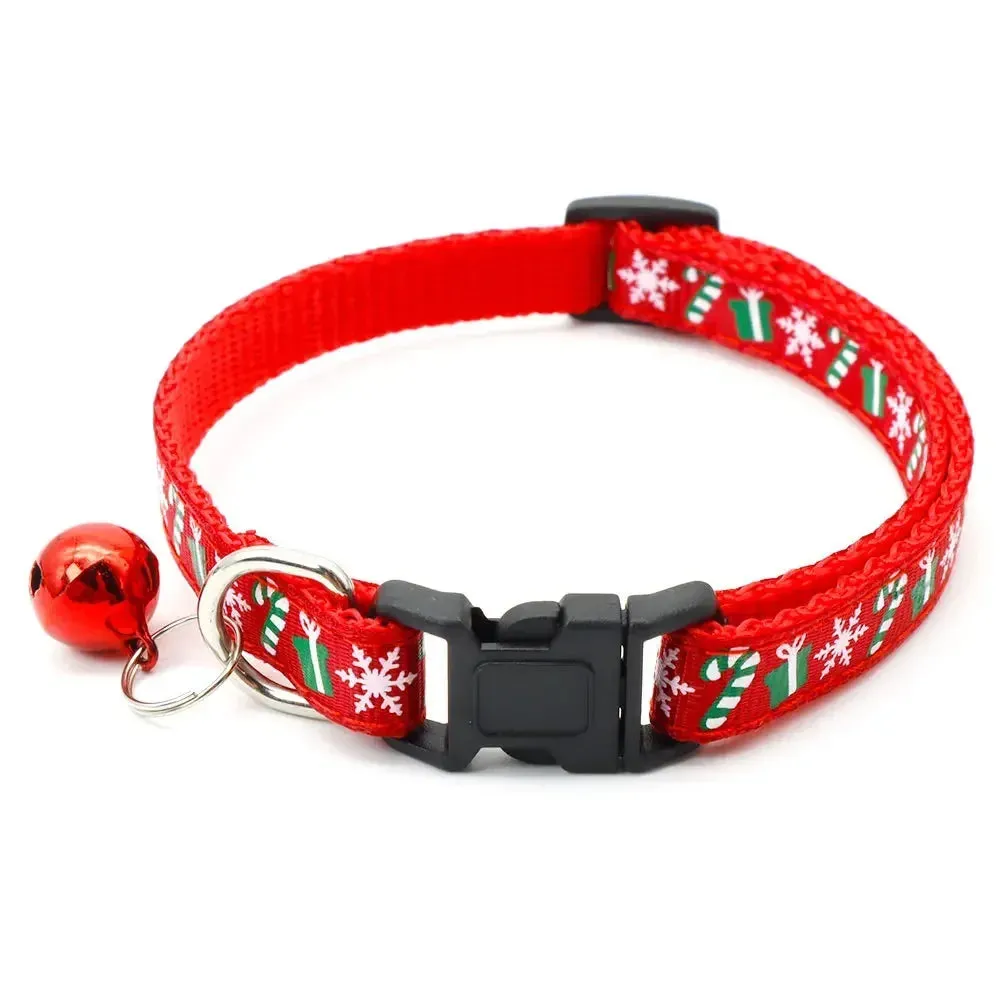 Adjustable Pet Collar with Bell for Cats and Dogs - Festive Design