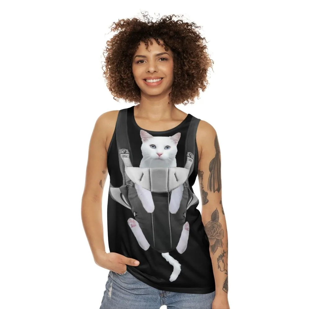 Adorable Cat in Baby Carrier Unisex Tank Top