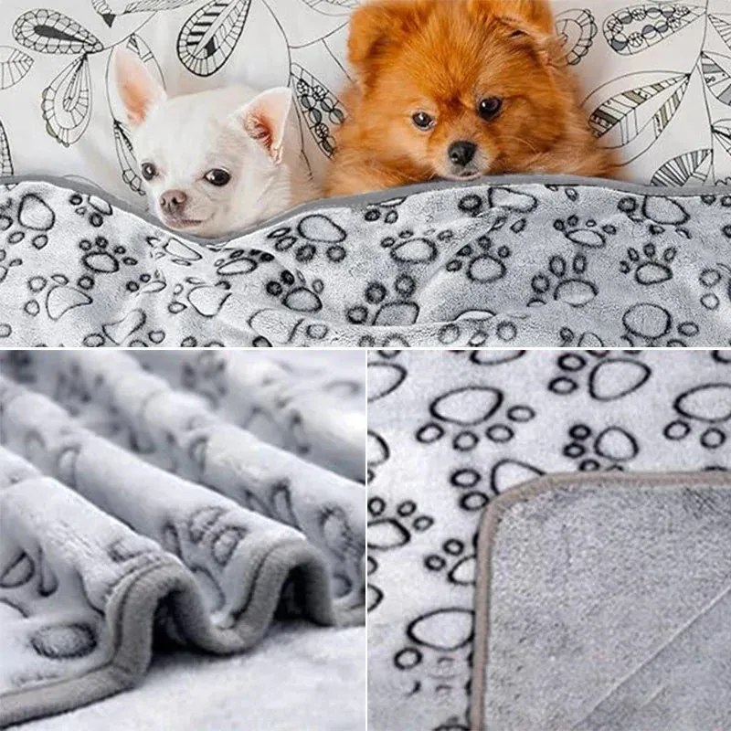 Adorable Pet Blanket in Soft Coral Fleece with Cute Cartoon Design