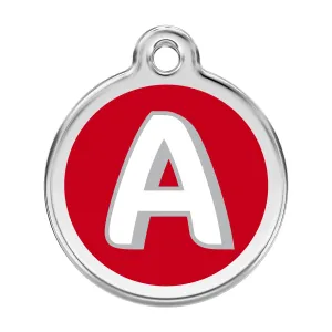 Alphabet Letter Tag - Red Dingo Engraved Cat/Dog Tag, Lifetime Guarantee, No Shipping Costs