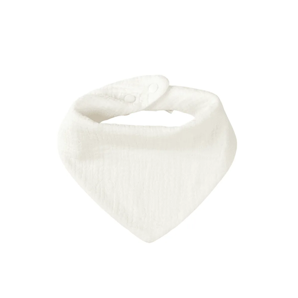 Baby Bandana Cotton Muslin Dribble Bib in White