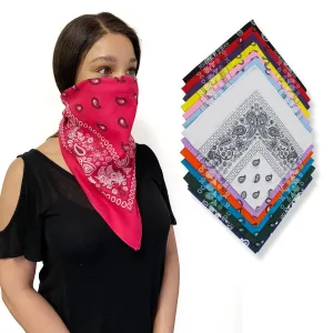 Bandanas 100% Cotton Double-Sided Printed Paisley Cloth Scarf Wrap Face Mask Cover