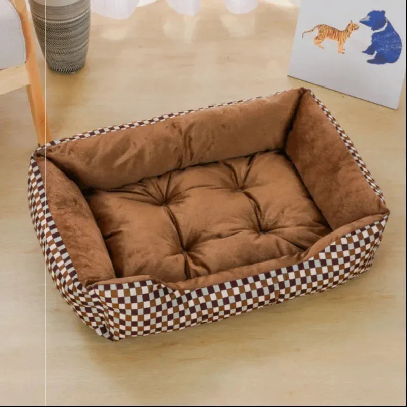 Bed for Dog Cat Pet Square Plush Kennel Medium Small Dog Sofa Bed Cushion Pet Calming