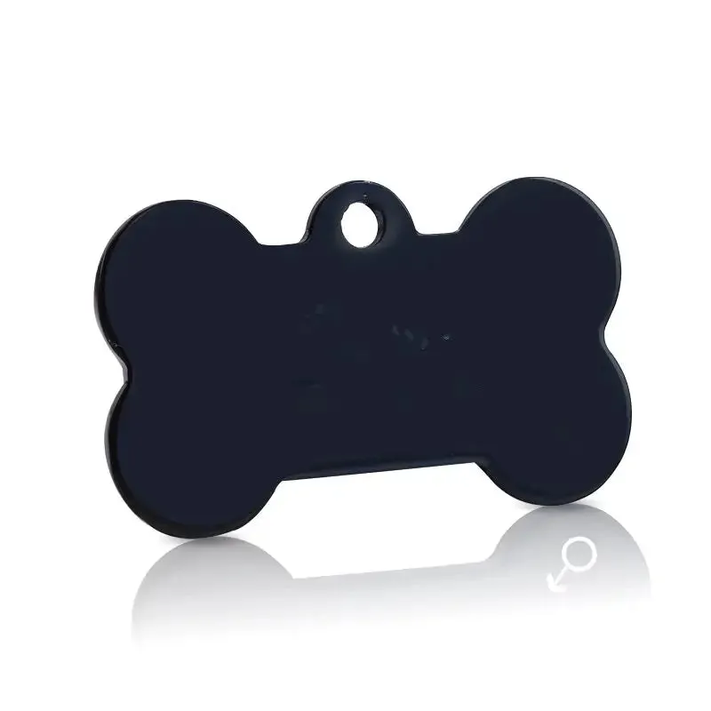 Chic Bone Shaped Engraved Pet ID Tag in Black Metal