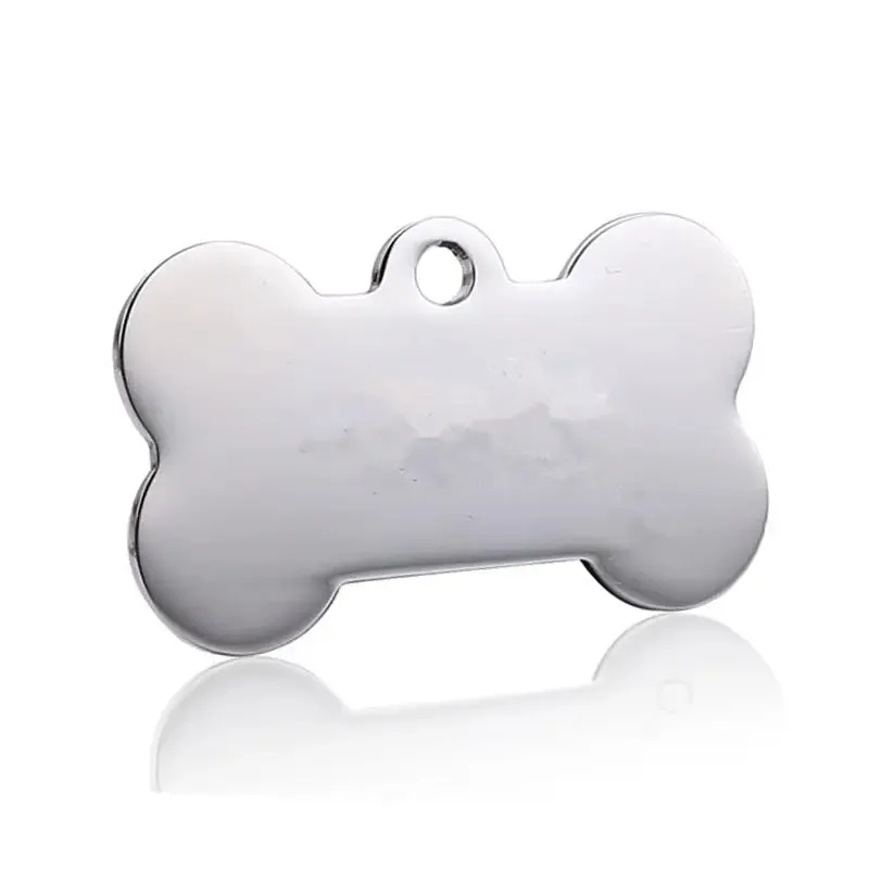 Chic Bone Shaped Engraved Pet ID Tag in Black Metal