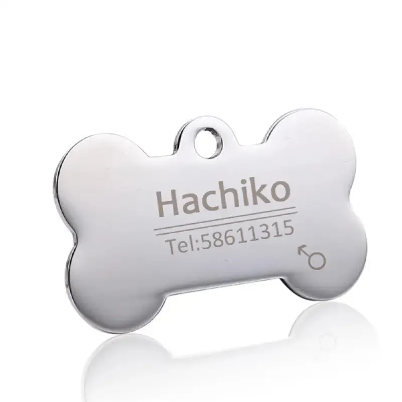 Chic Bone Shaped Engraved Pet ID Tag in Black Metal