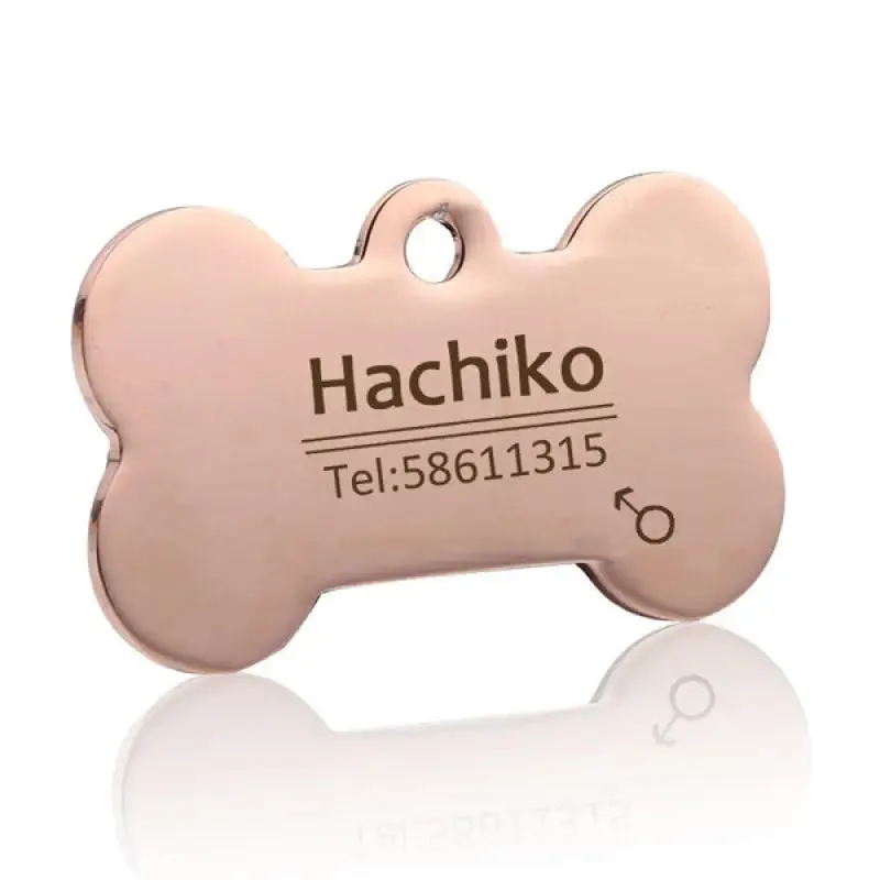 Chic Bone Shaped Engraved Pet ID Tag in Black Metal