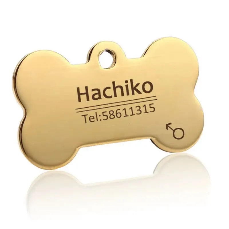 Chic Bone Shaped Engraved Pet ID Tag in Black Metal