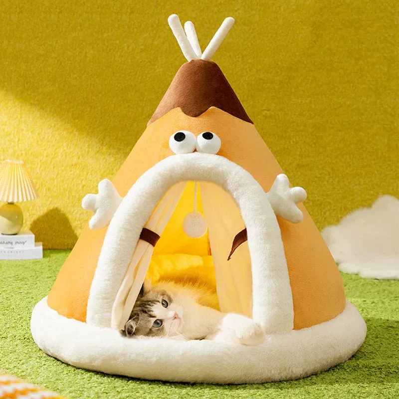 Cozy Pet Bed - Triangular Tent Design for Cats and Dogs