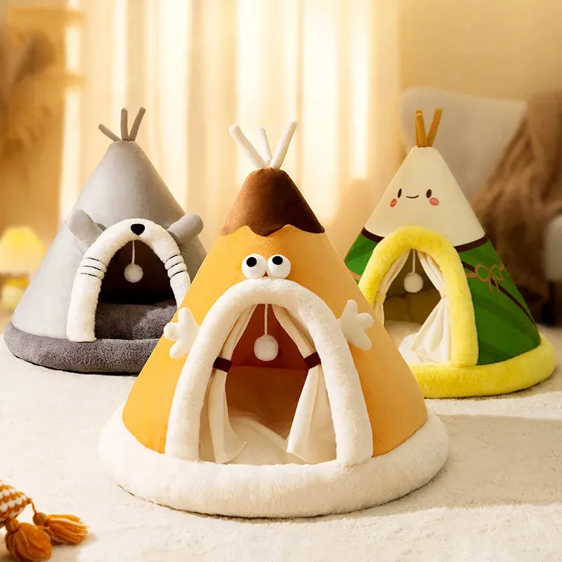 Cozy Pet Bed - Triangular Tent Design for Cats and Dogs