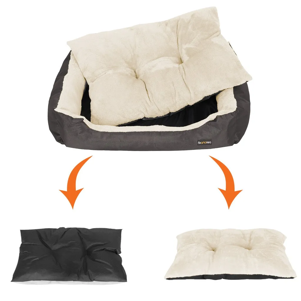 Cozy Reversible 70cm Dog Bed with Raised Edges - FEANDREA