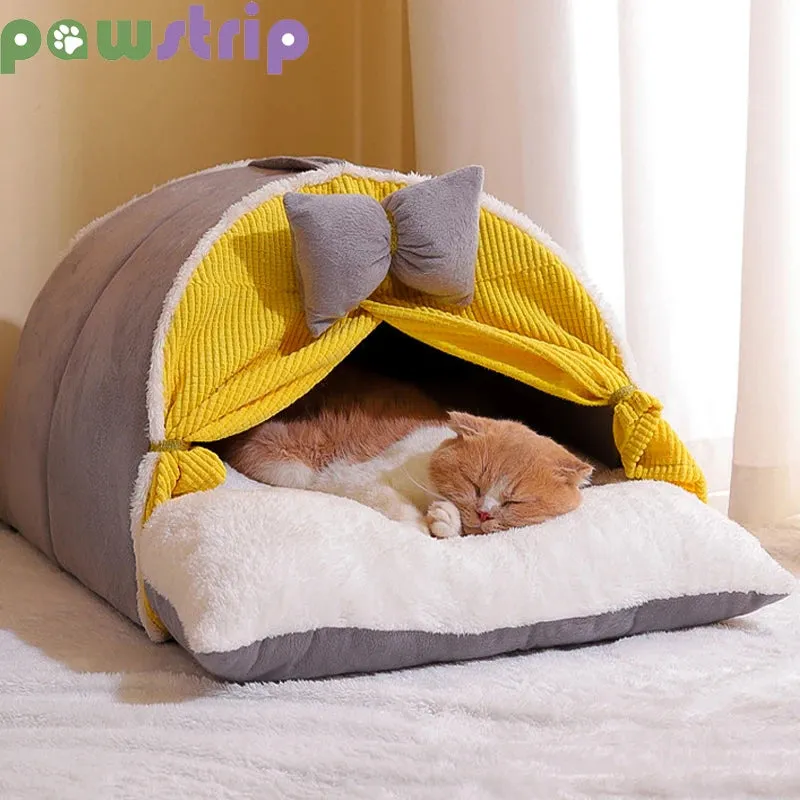 Cozy Winter Cat Tent - Plush and Warm Pet Bed