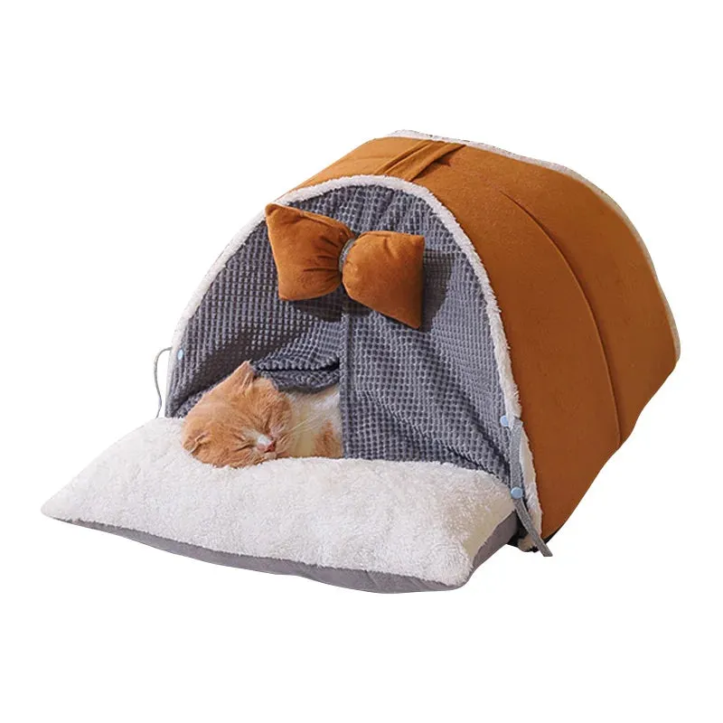 Cozy Winter Cat Tent - Plush and Warm Pet Bed