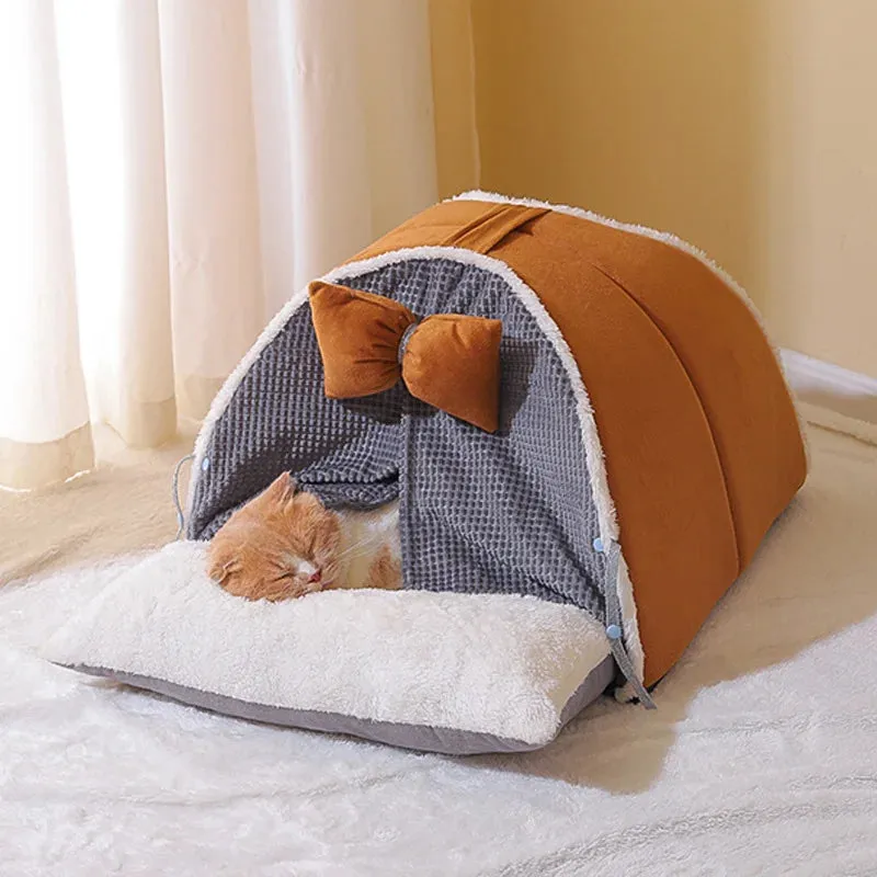 Cozy Winter Cat Tent - Plush and Warm Pet Bed