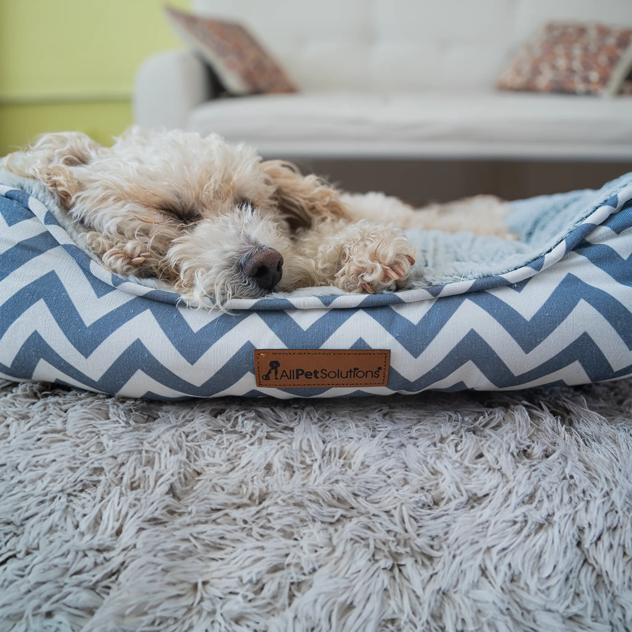 Daisy - Zigzag Grey Dog Bed - Size S/M/L