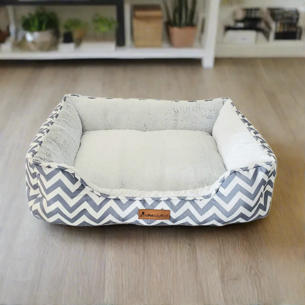 Daisy - Zigzag Grey Dog Bed - Size S/M/L