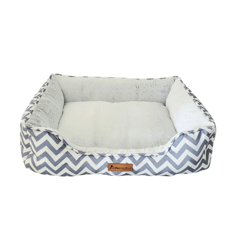 Daisy - Zigzag Grey Dog Bed - Size S/M/L