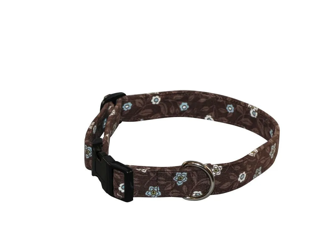 Elmo's Closet Brown Floral Dog Collar