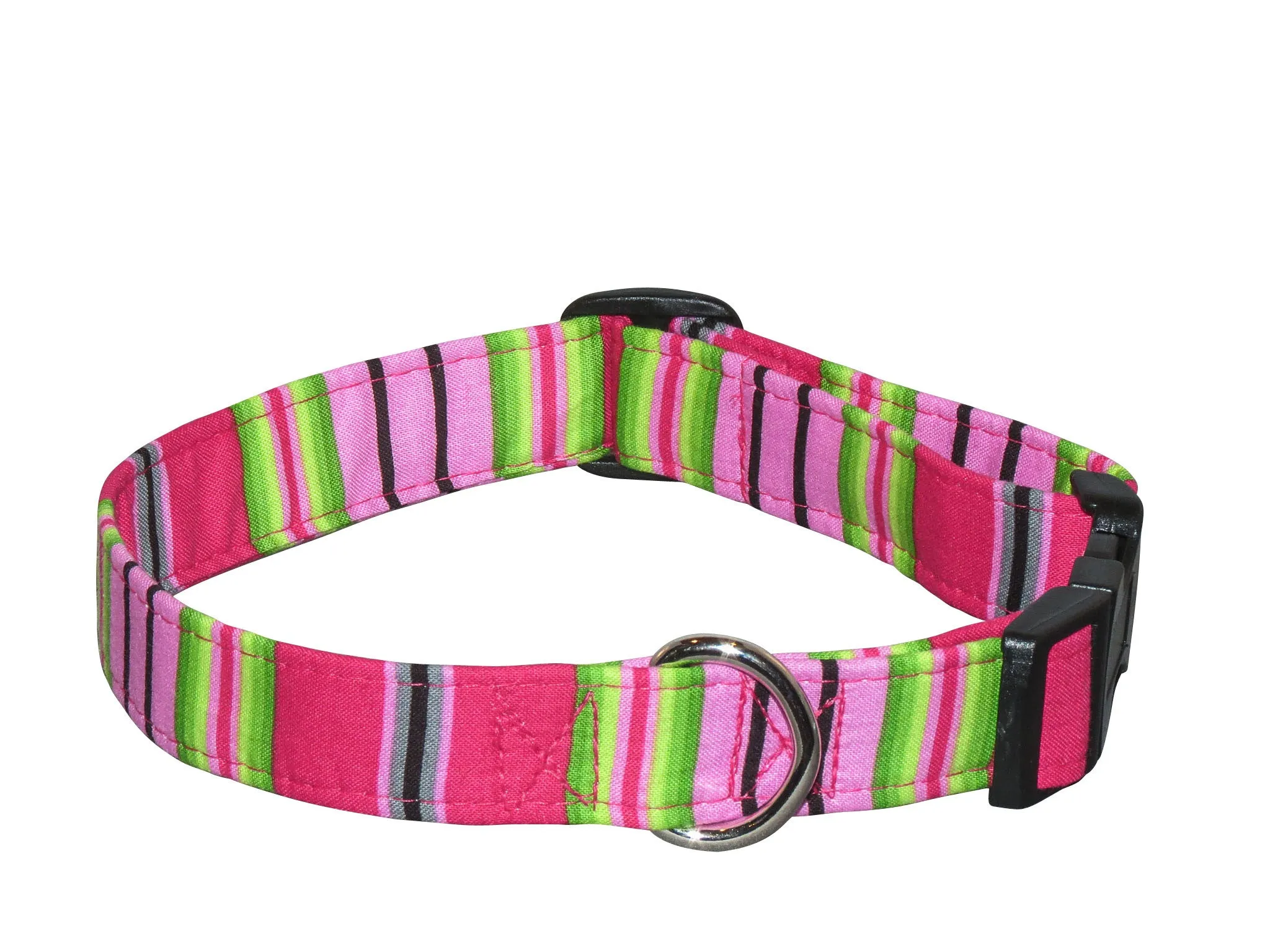 Elmo's Closet Fuschia Stripe Dog Collar