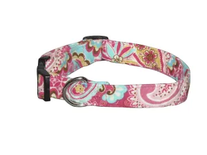 Elmo's Closet Pink & Teal Paisley Dog Collar