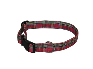 Elmo's Closet Red Tartan Dog Collar