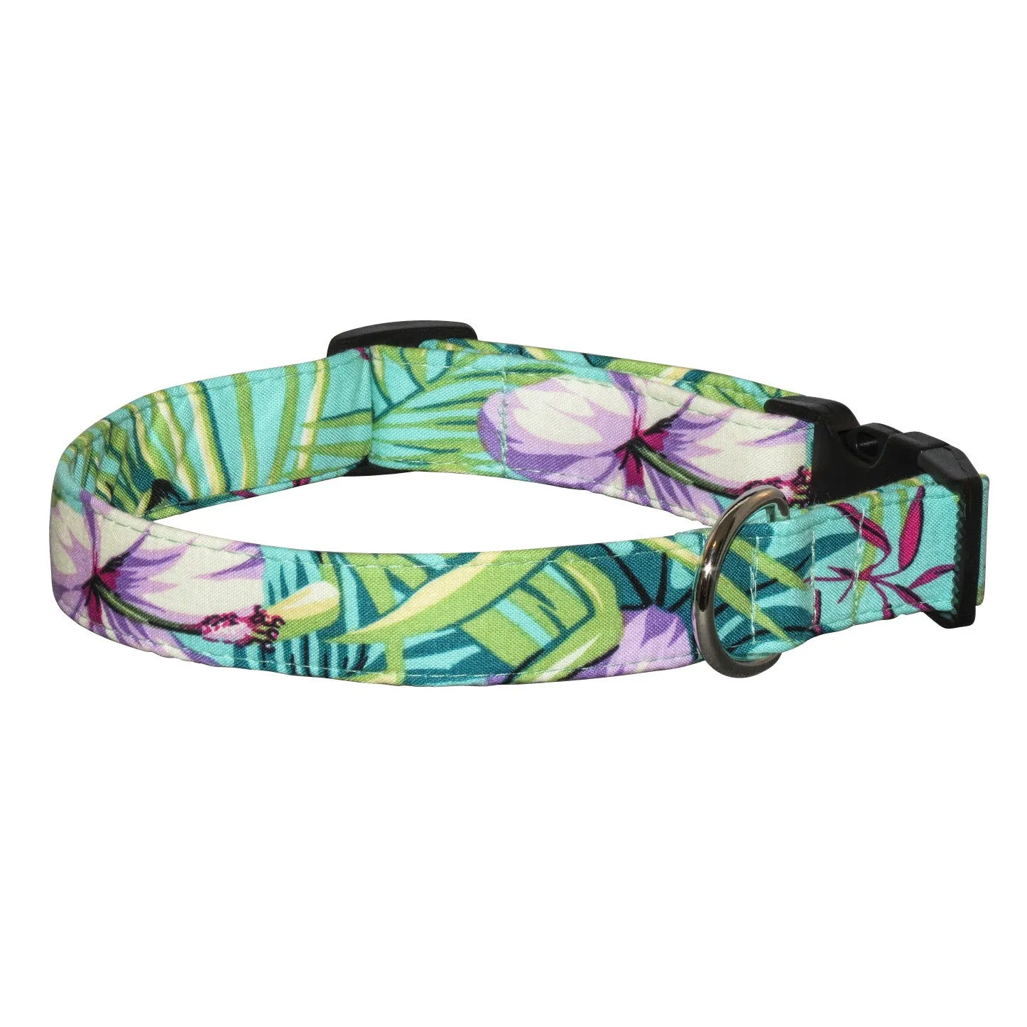 Elmo's Closet Teal Tropics Dog Collar