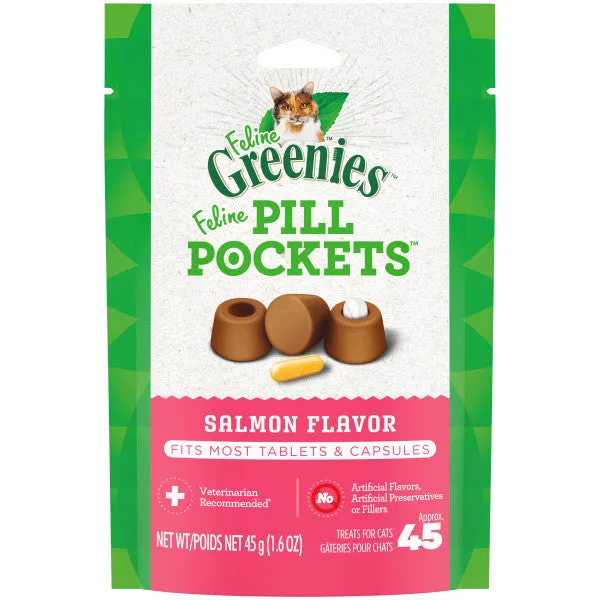 Feline Greenies Pill Pockets Salmon Recipe for Cats, 45-Count