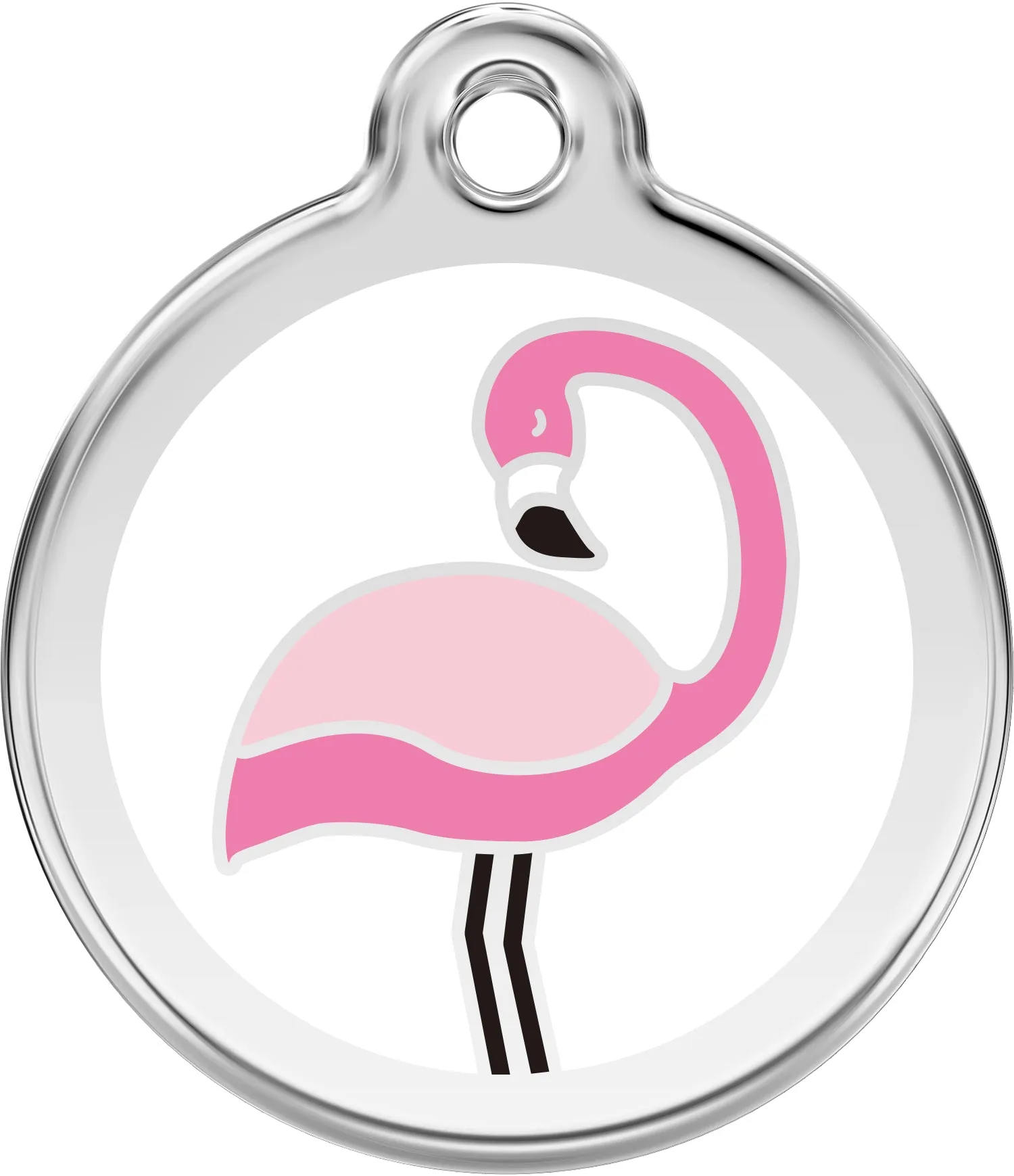 Flamingo White - Red Dingo Engraved Cat/Dog Tag, Lifetime Guarantee, No Shipping Costs