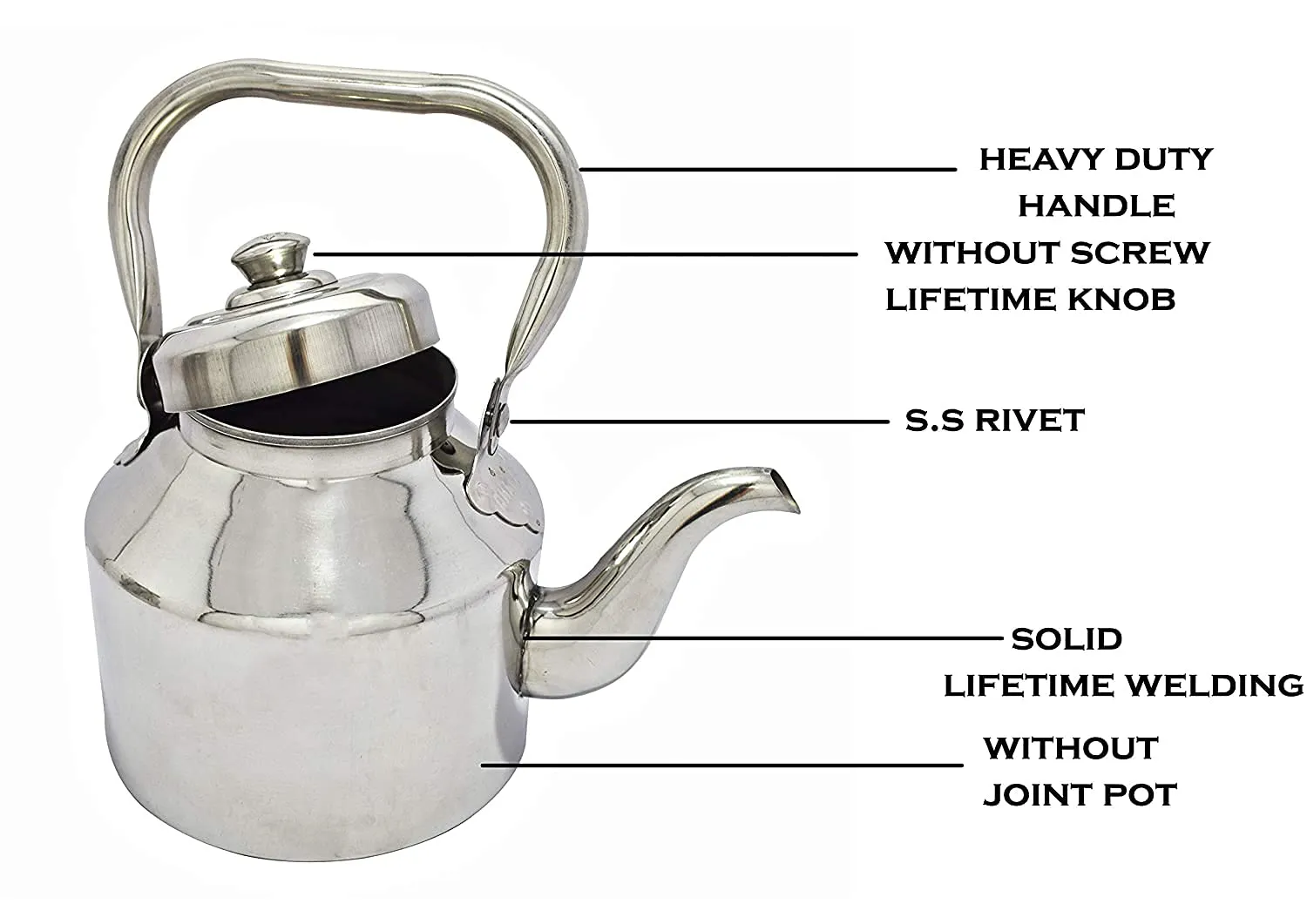 Heart Home Stainless Steel Tea Kettle, 16 Cup (Silver)