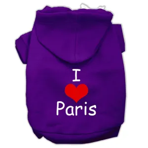 I Love Paris Screen Print Pet Hoodies Purple Size XXXL (20)