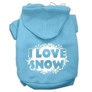 I Love Snow Screenprint Pet Hoodies Baby Blue Size XXXL (20)