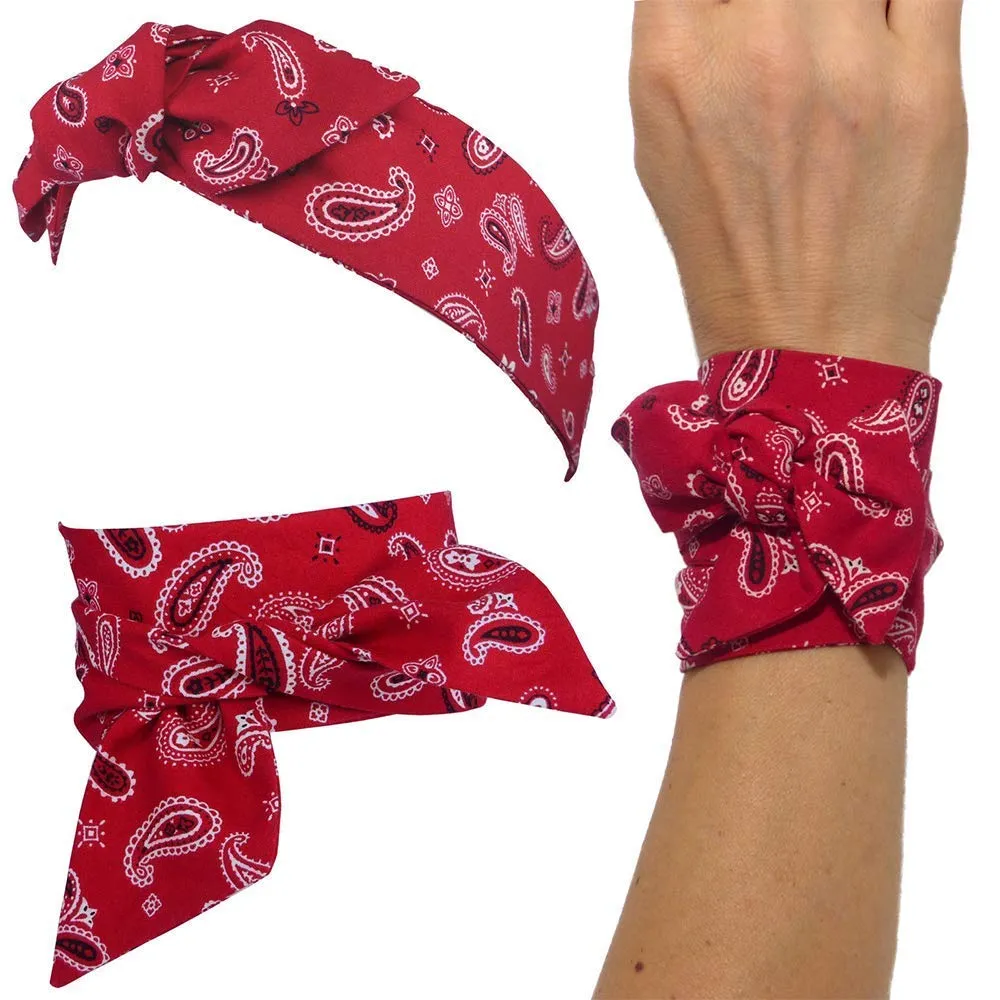 Kicko Red Paisley Bandana - 12 Pack - Multi-Purpose Red Bandana - Clothing, Shoes