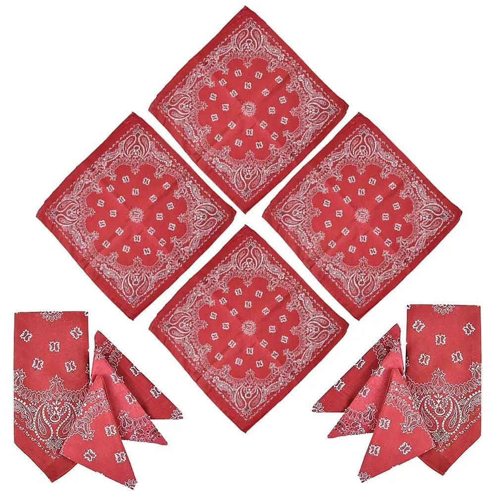 Kicko Red Paisley Bandana - 12 Pack - Multi-Purpose Red Bandana - Clothing, Shoes