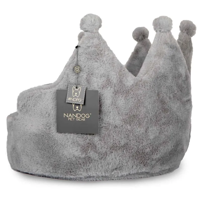 Nandog Pet Gear Cloud Grey Super Soft Luxe Crown Bed