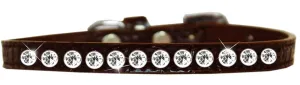 One Row Clear Jewel Croc Dog Collar Chocolate Size 16