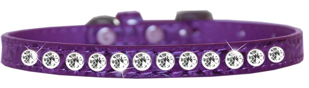 One Row Clear Jewel Croc Dog Collar Purple Size 10