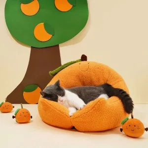 Orange Soft Cat Bed Dog Bed