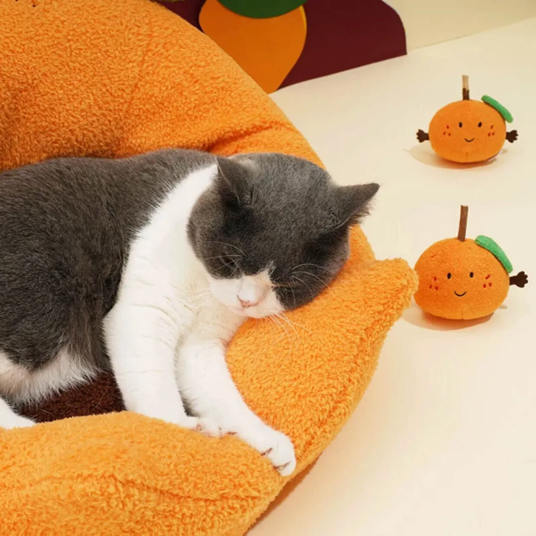 Orange Soft Cat Bed Dog Bed