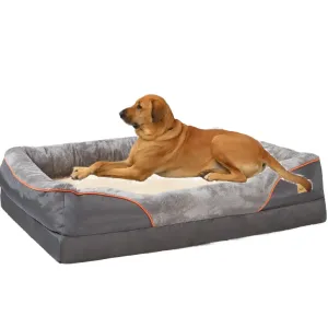 Orthopedic Foam Dog Bed with Cotton-Padded Bolster – Super Soft Pet Sleeping Mat (L-3XL)