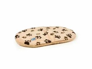 Oval cushion with paw print 70x47x5cm beige