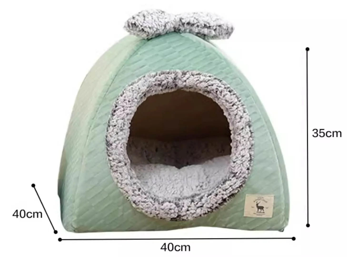 Pet Cave Bed Warm Cat Nest Fleece Bed with Bow for Cat Small Dog