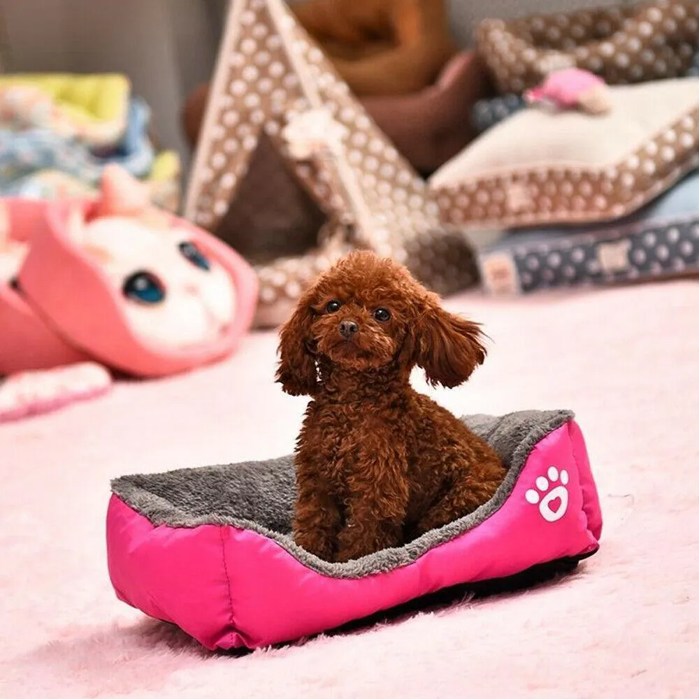 PETLAVISH™ UltraComfy Dog/Cat Breathable Bed: S-XXXL Cozy Fleece Cushion Paw Mat Kennel