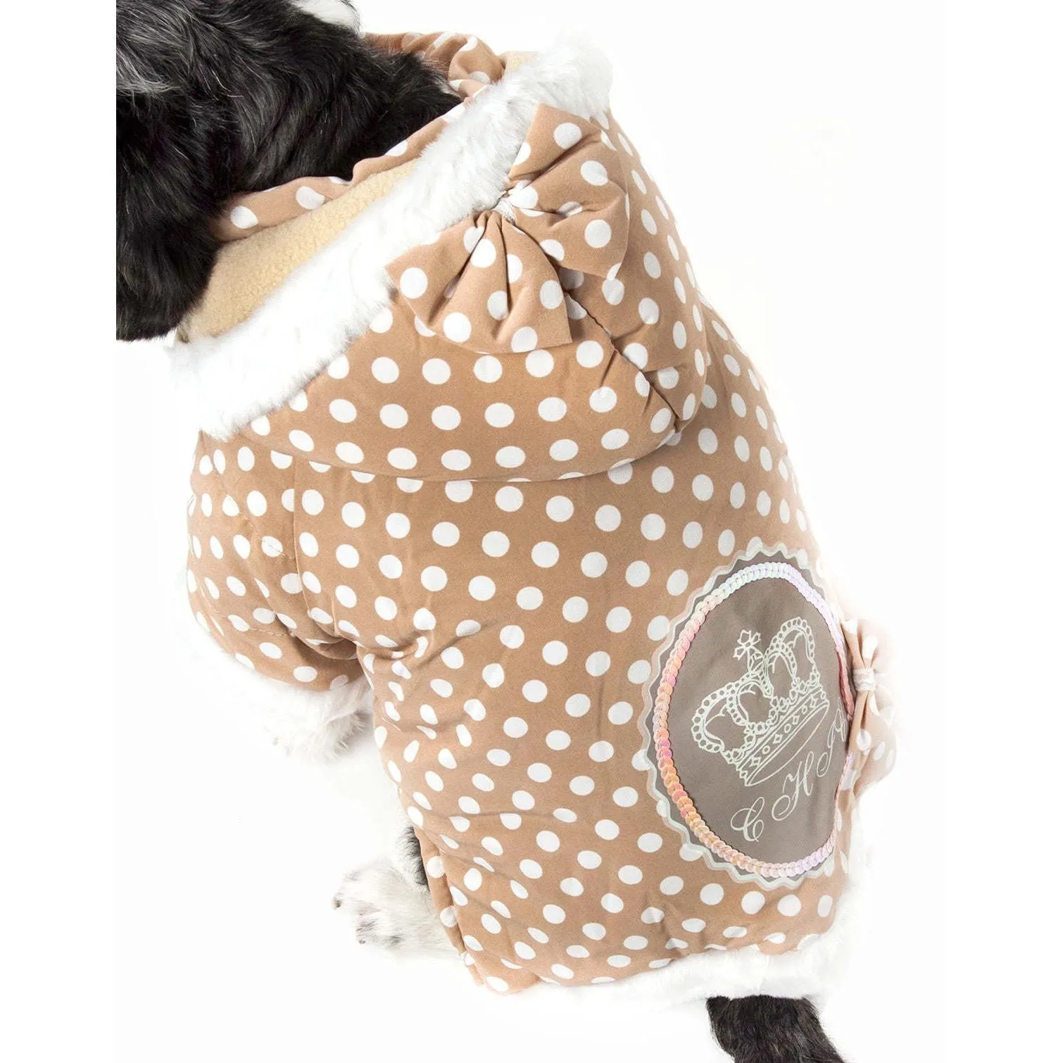 Polka-dot hoodie sweater with leash slit holder Fashion